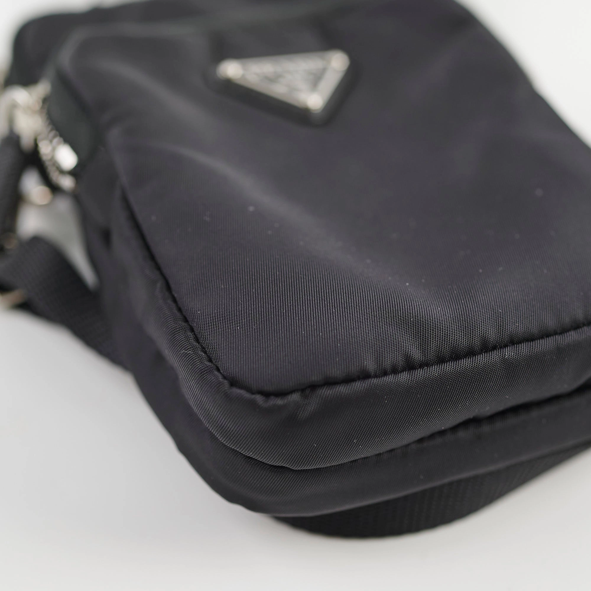 Prada Nylon Phone Case Crossbody Bag Black