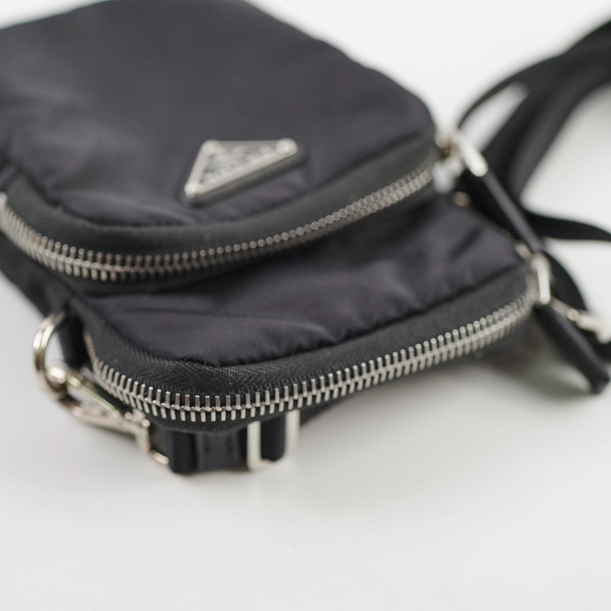 Prada Nylon Phone Case Crossbody Bag Black