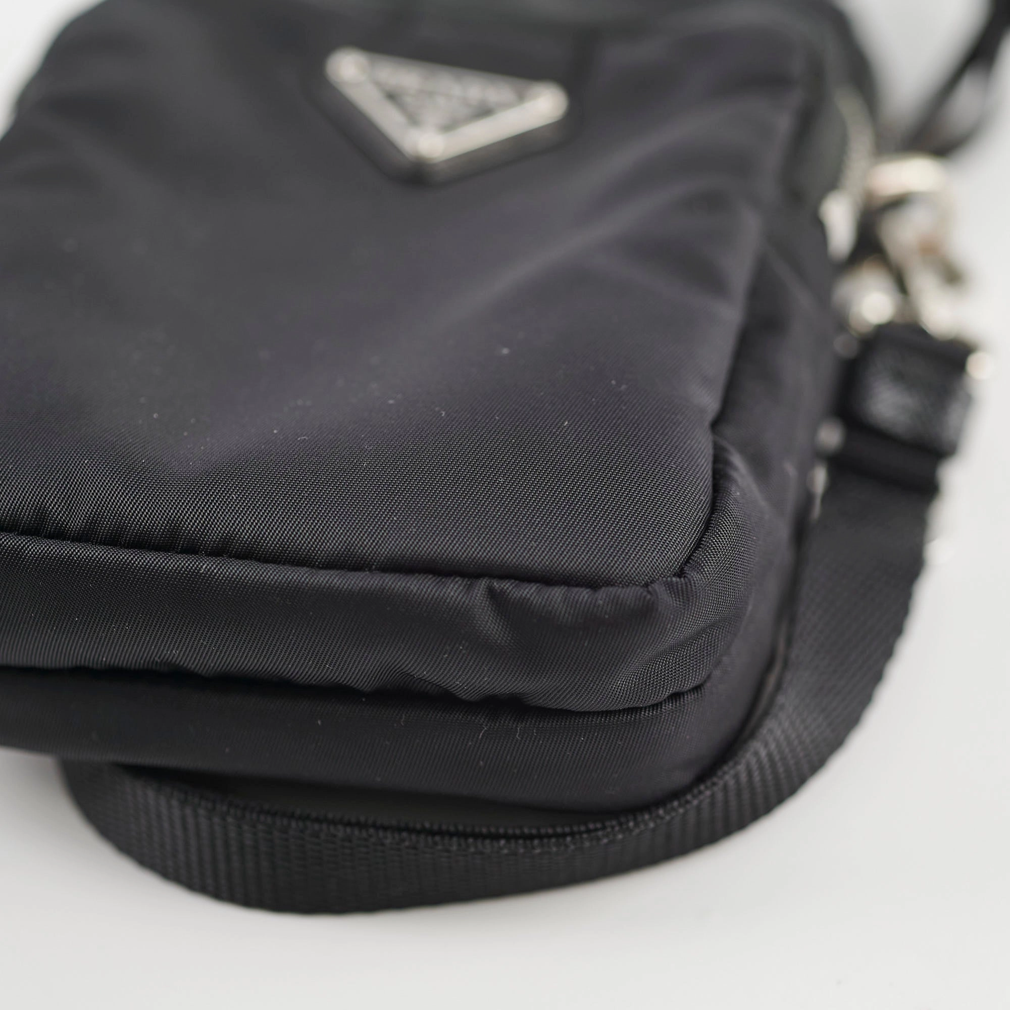 Prada Nylon Phone Case Crossbody Bag Black