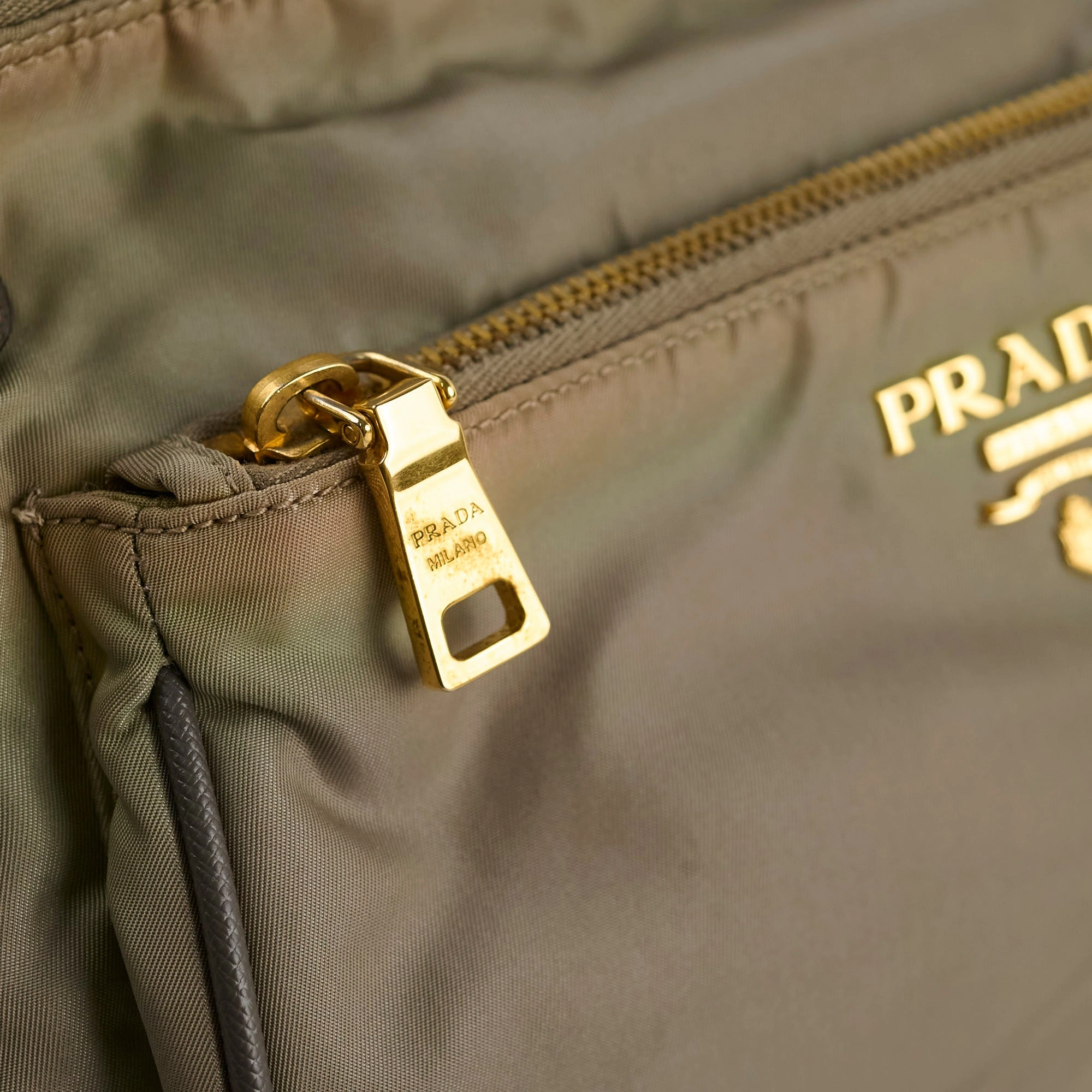 Prada Nylon Shoulder Bag Khaki Green