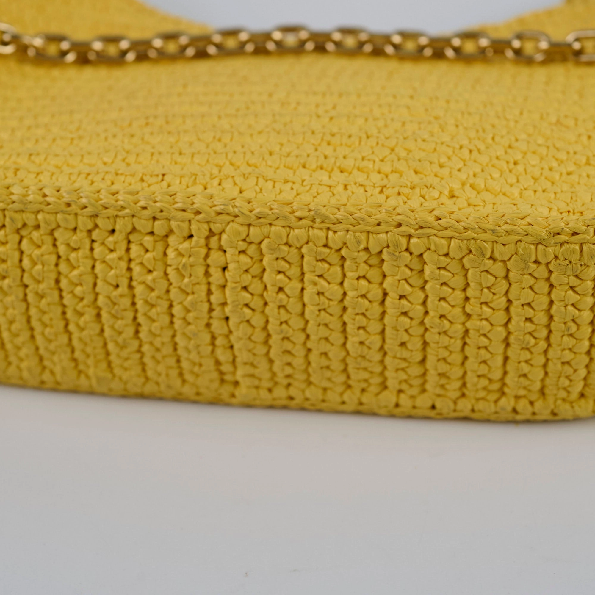 Prada Re-edition Raffia Cross Body Bag Yellow