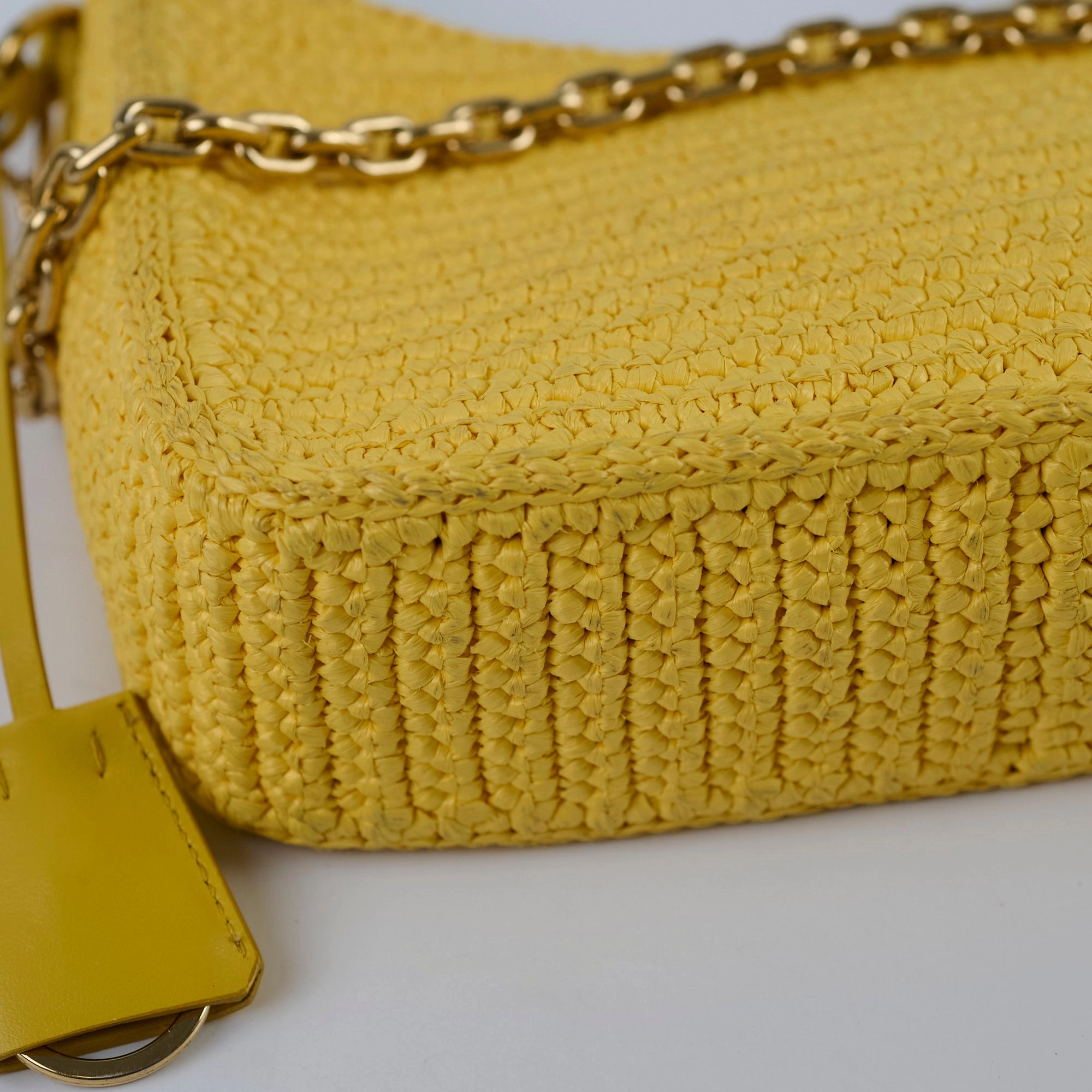 Prada Re-edition Raffia Cross Body Bag Yellow