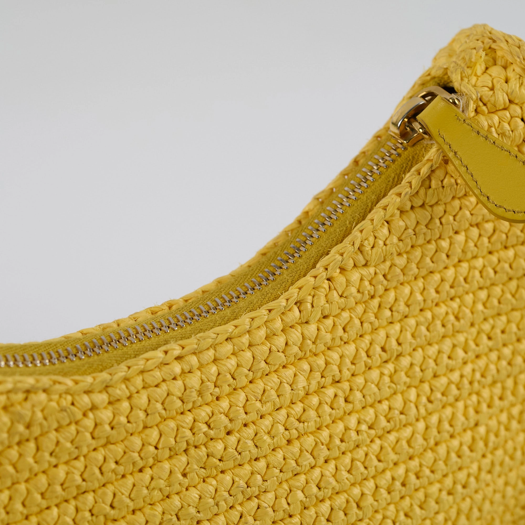 Prada Re-edition Raffia Cross Body Bag Yellow