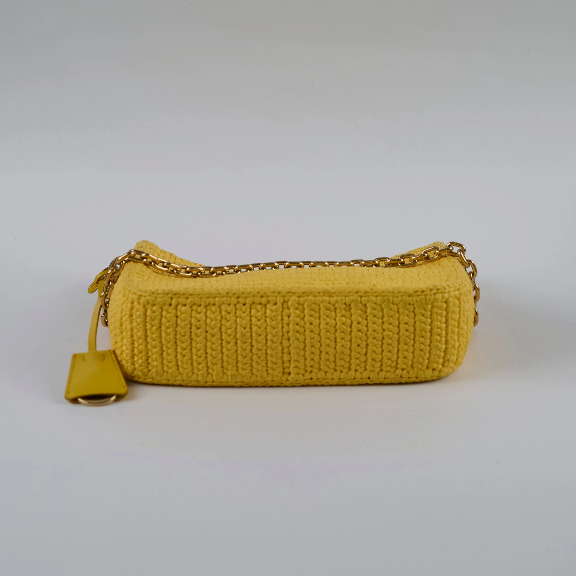 Prada Re-edition Raffia Cross Body Bag Yellow