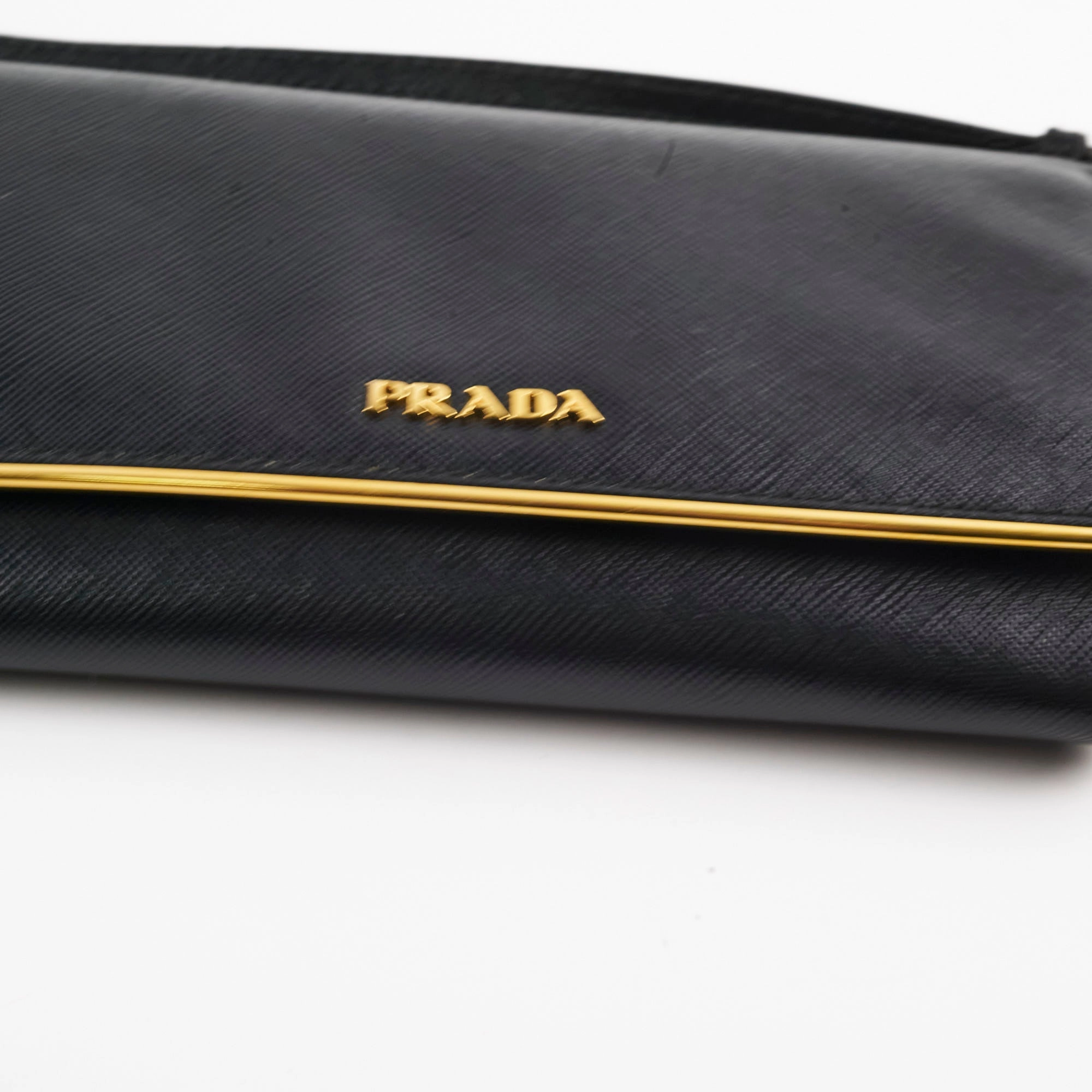 Prada Saffiano Wallet on Chain Black