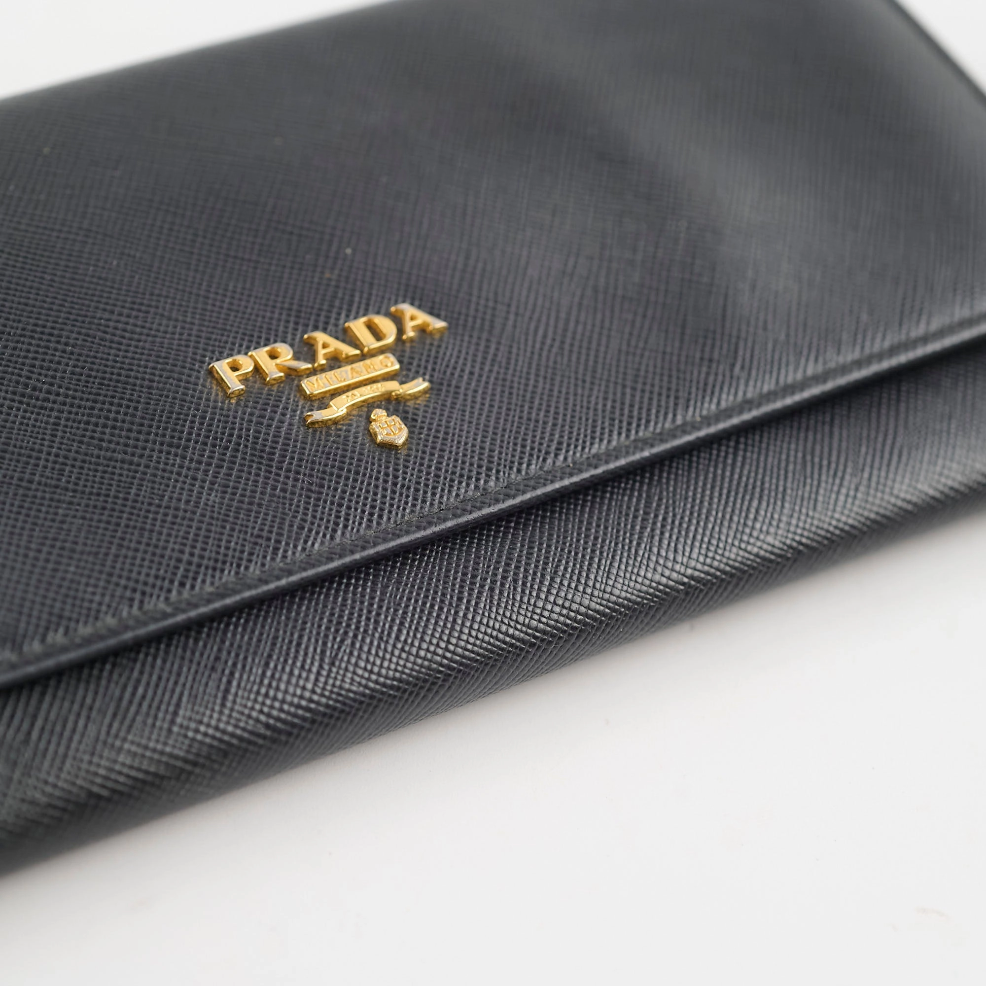 Prada Saffiano Wallet On Chain Black