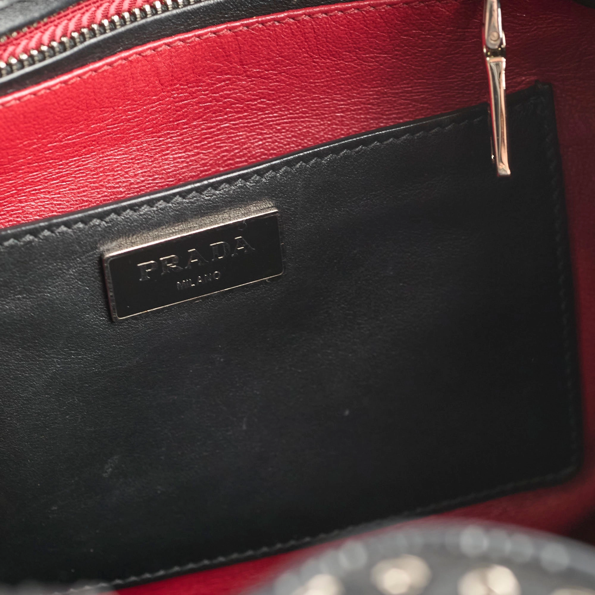 Prada Studded Drawstring Bucket Bag Black