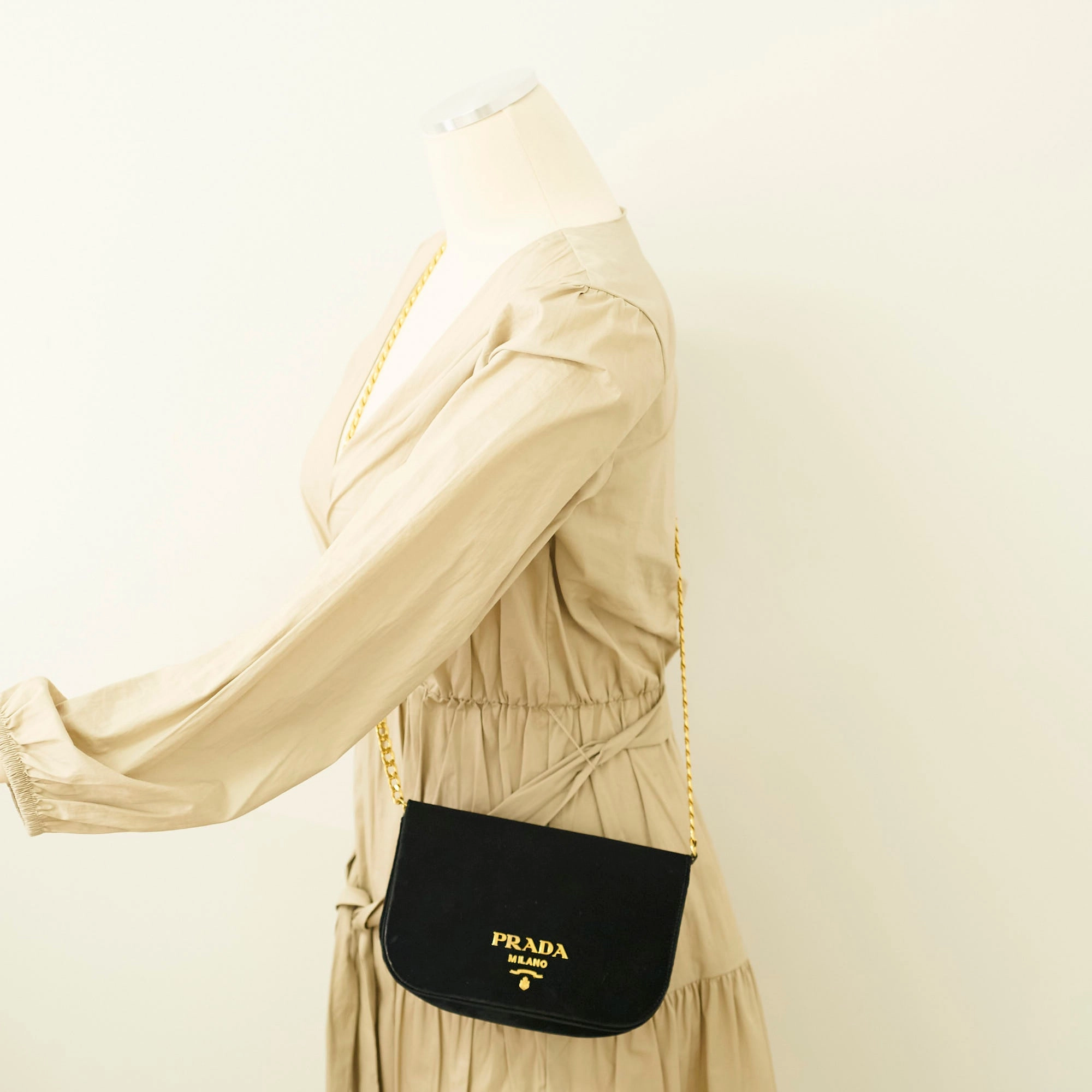 Prada Velvet Crossbody Bag Black