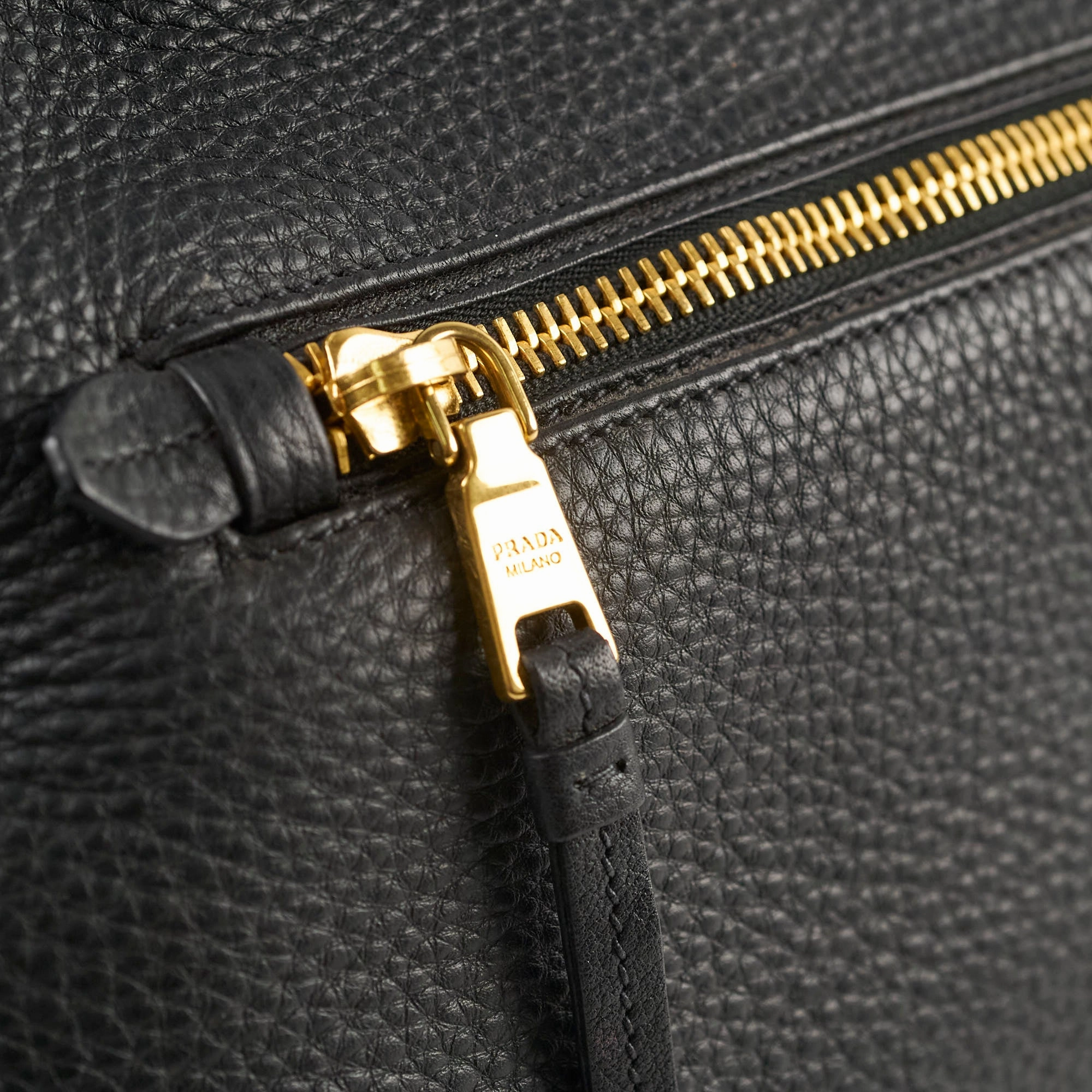 Prada Vitello Daino Leather Shopping Tote Black