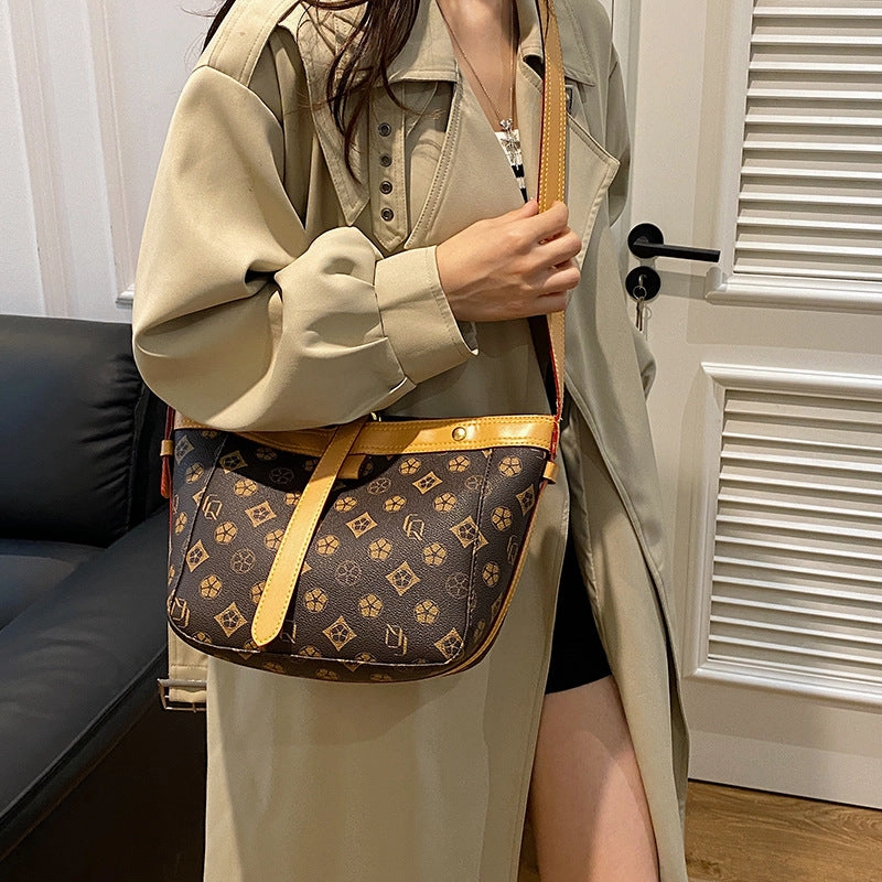 Printed letter shoulder crossbody tote bag