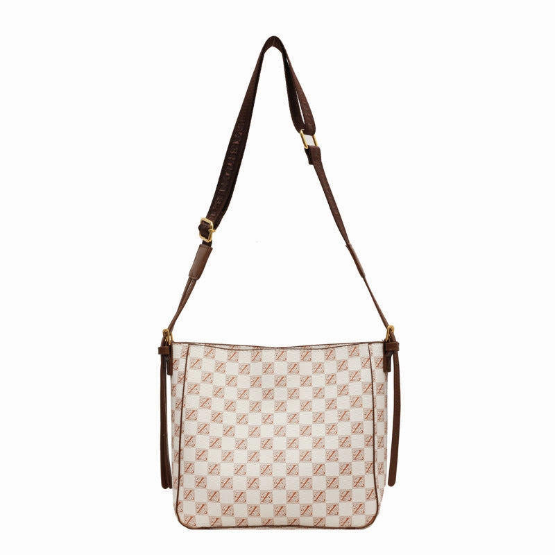 Printed letter wide shoulder strap tote bag