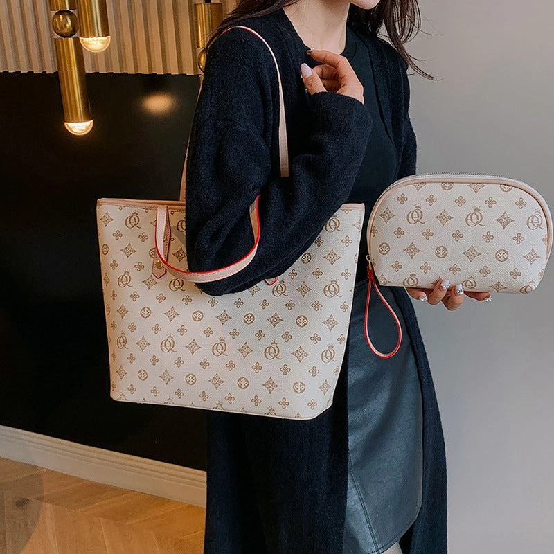 Printed mother and child bag versatile shoulder tote bag