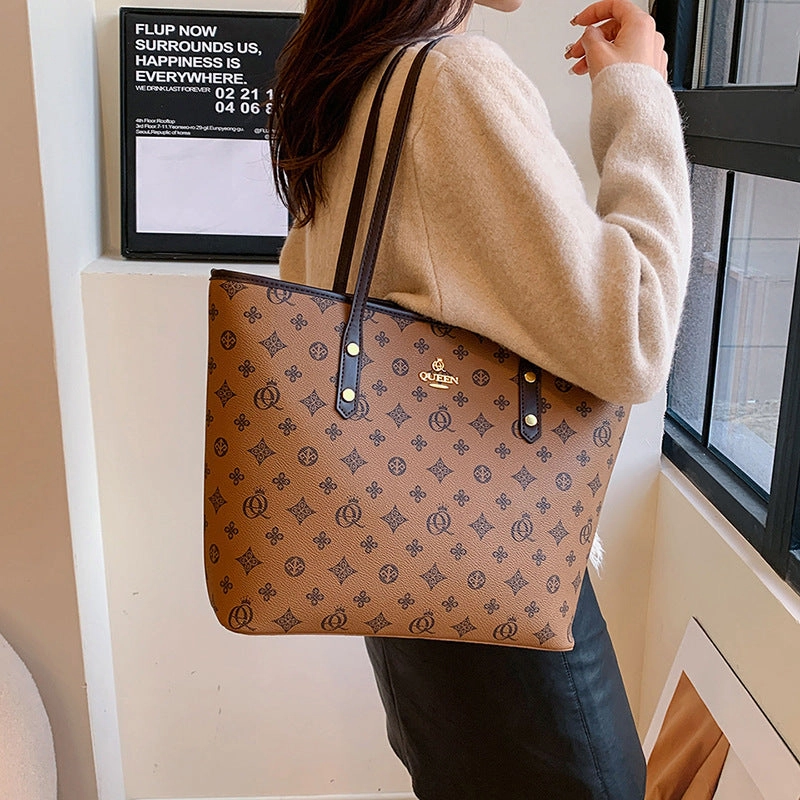Printed mother and child bag versatile shoulder tote bag