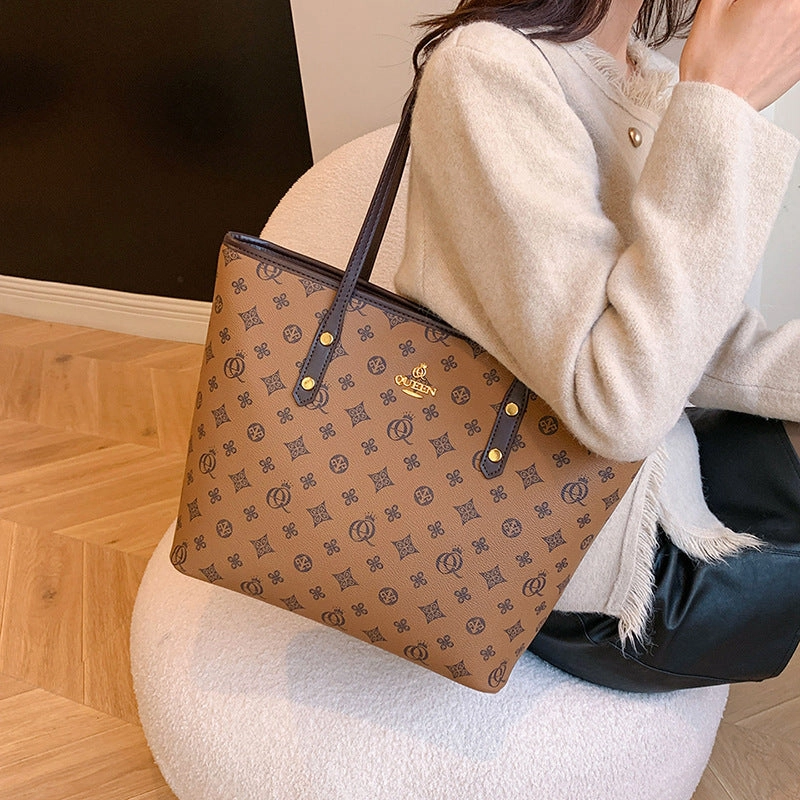 Printed mother and child bag versatile shoulder tote bag