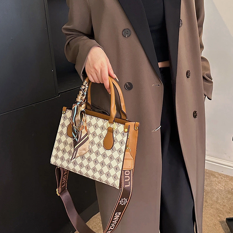 Printed plaid premium tote bag