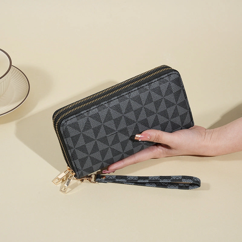 Printed pu wallet mobile phone bag