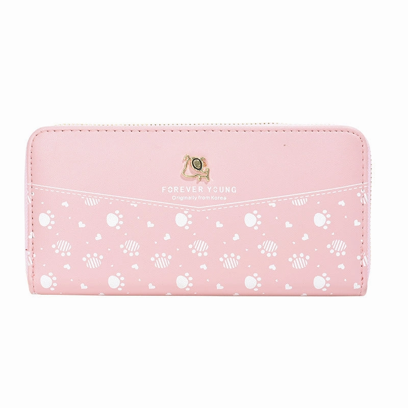 Puppy print single pull clutch bag wallet