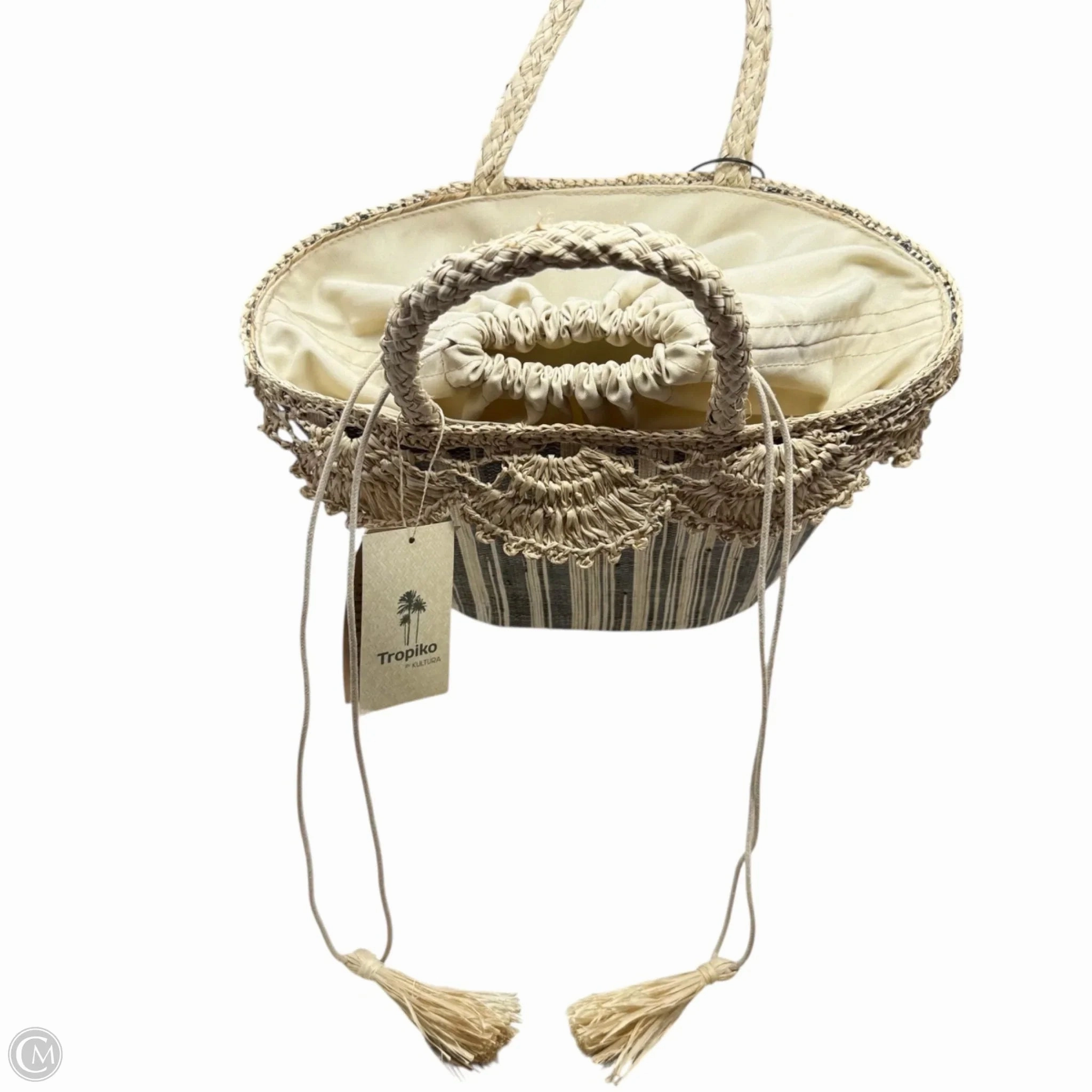 Raffia Bucket Tote By Tropika By Kultura, Size: Small