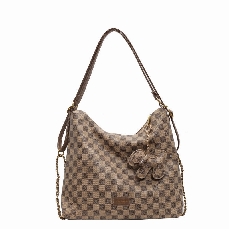 Retro fashion contrasting color plaid tote bag