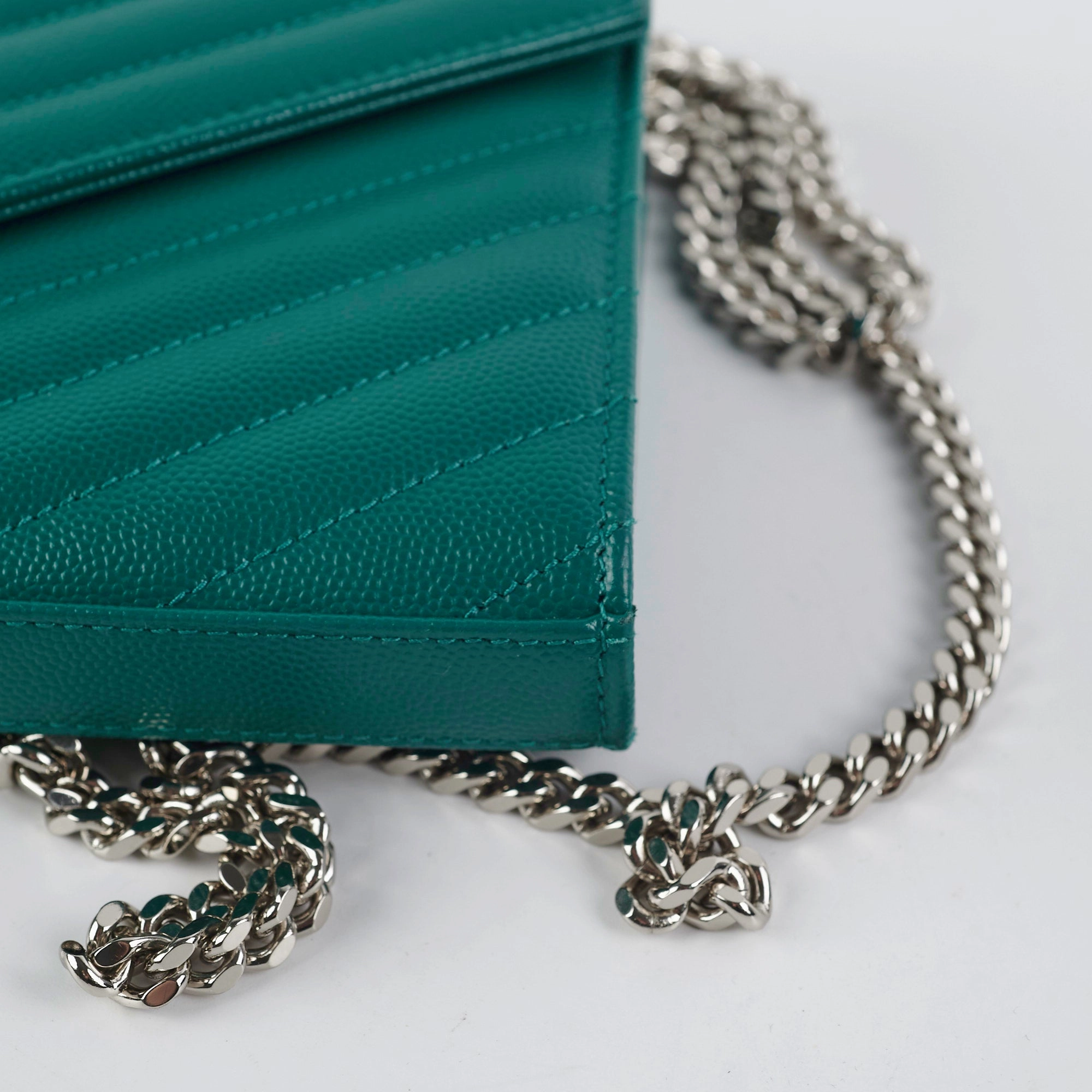 Saint Laurent Cassandre Wallet On Chain (WOC) Teal