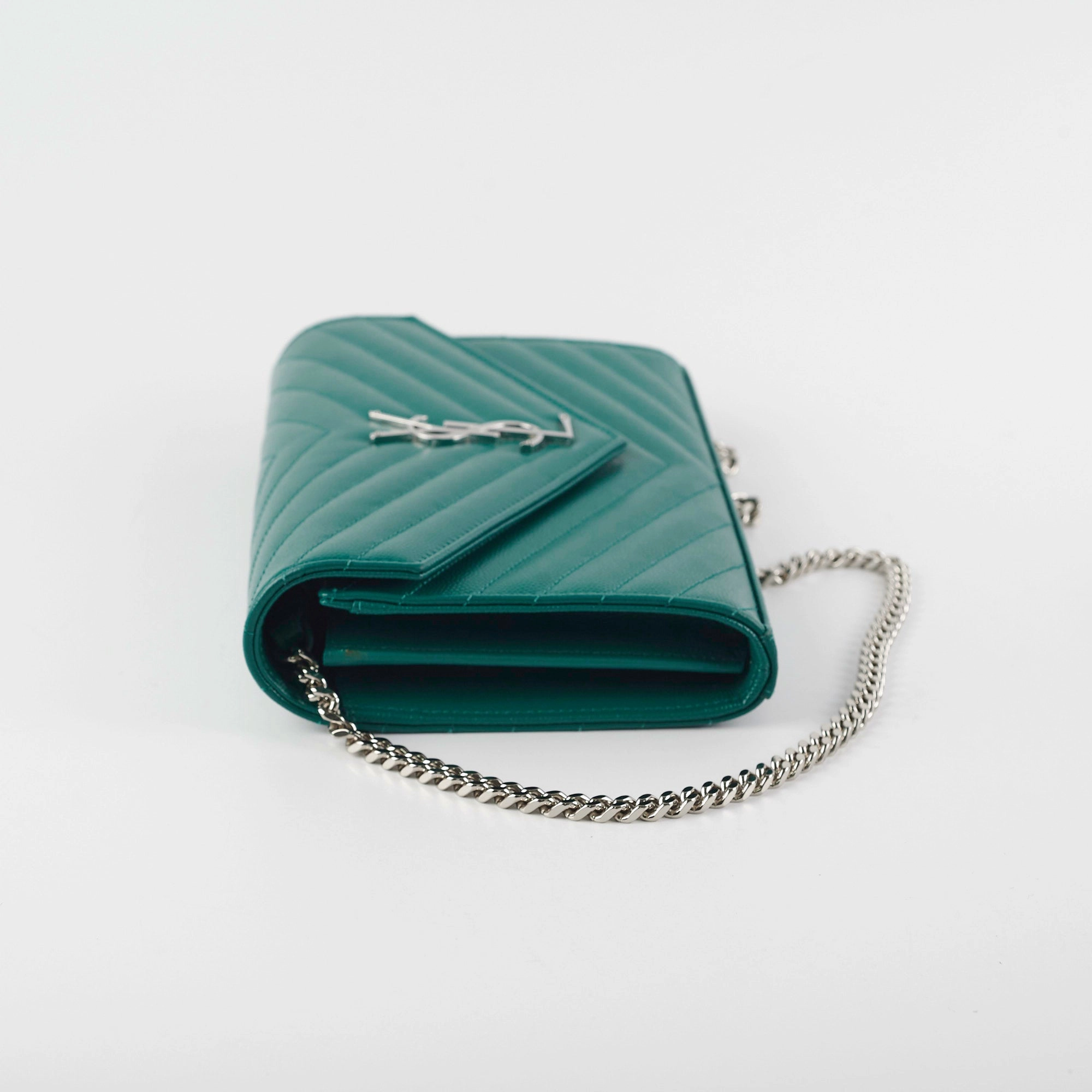 Saint Laurent Cassandre Wallet On Chain (WOC) Teal