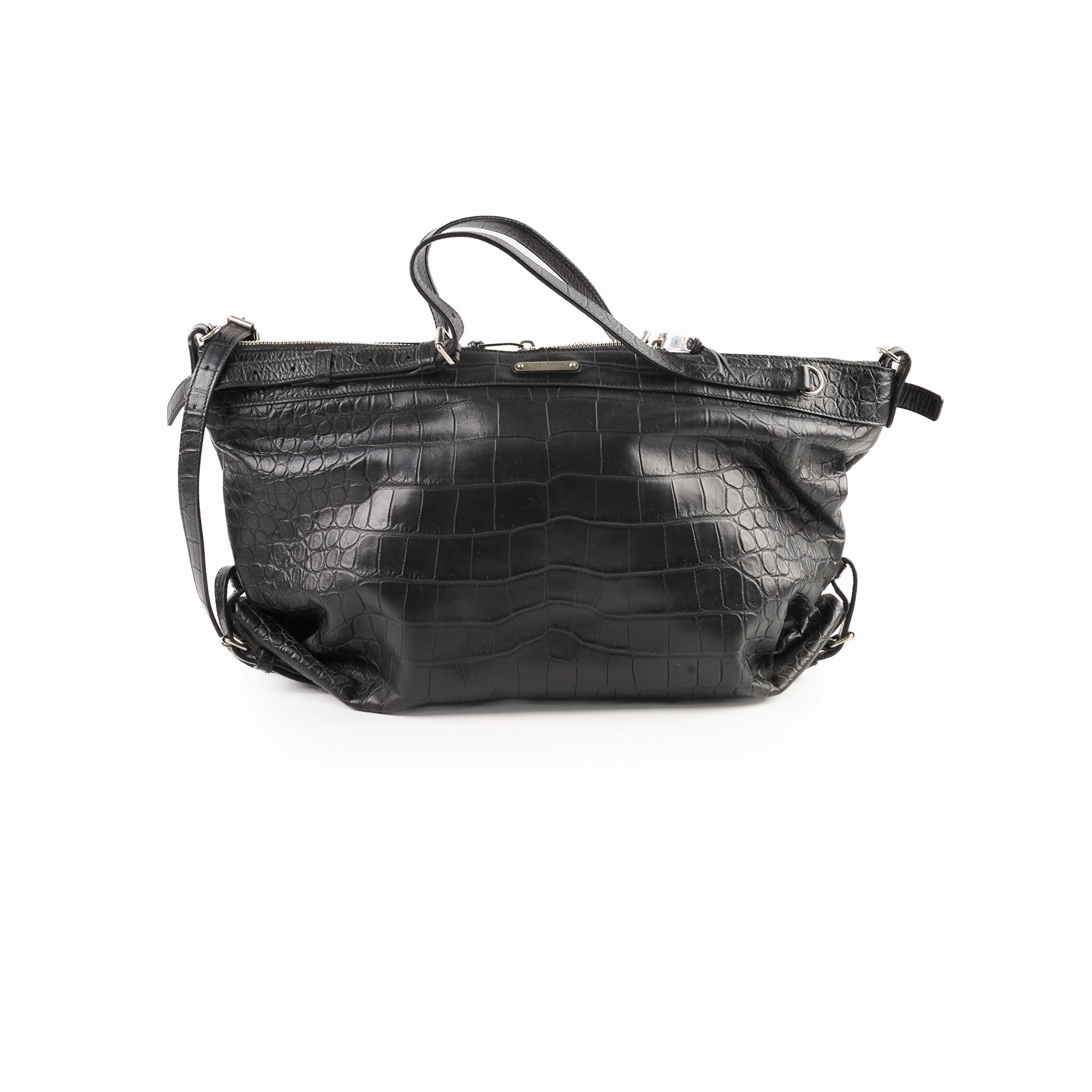 Saint Laurent Croc Embossed Tote Black