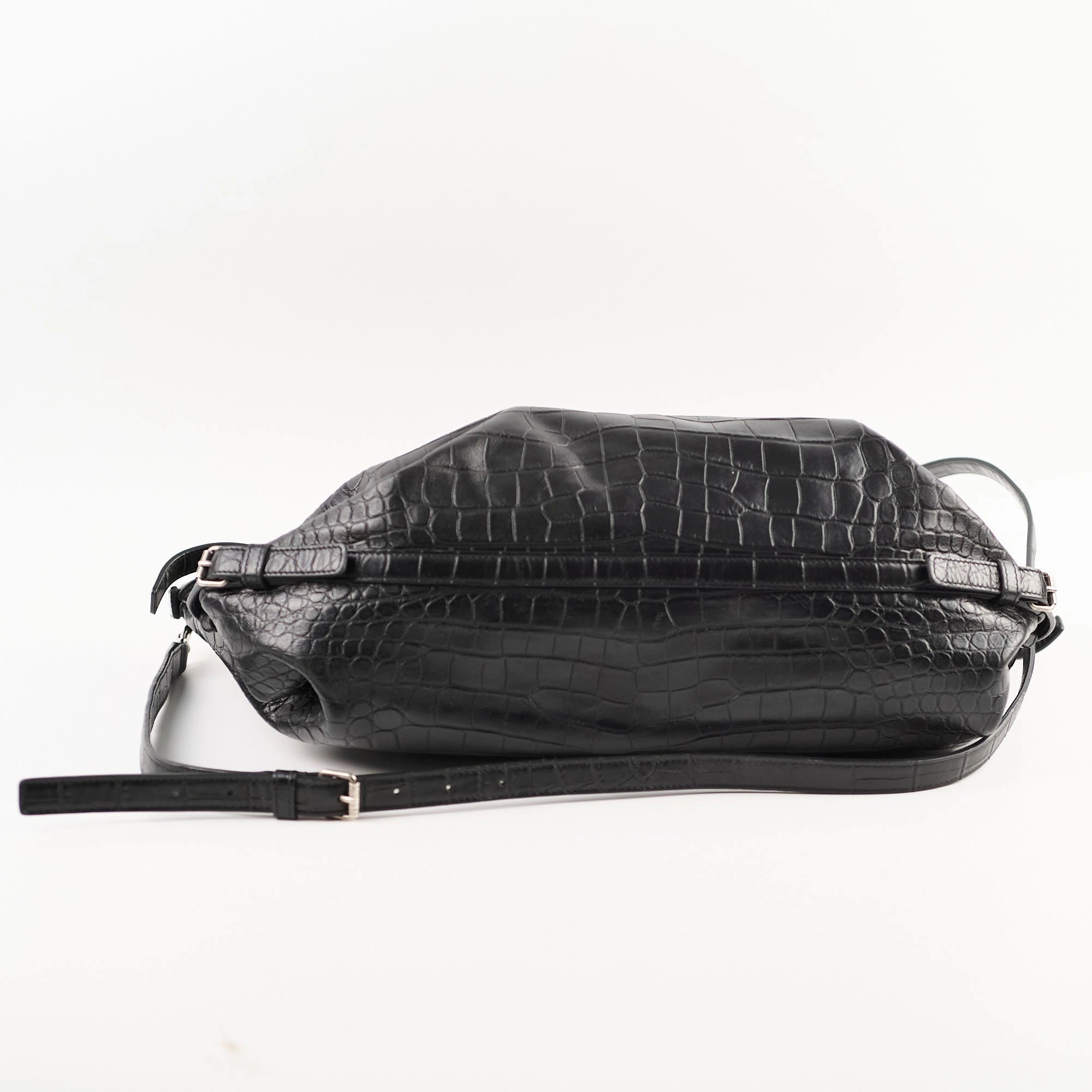 Saint Laurent Croc Embossed Tote Black