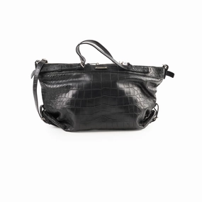 Saint Laurent Croc Embossed Tote Black