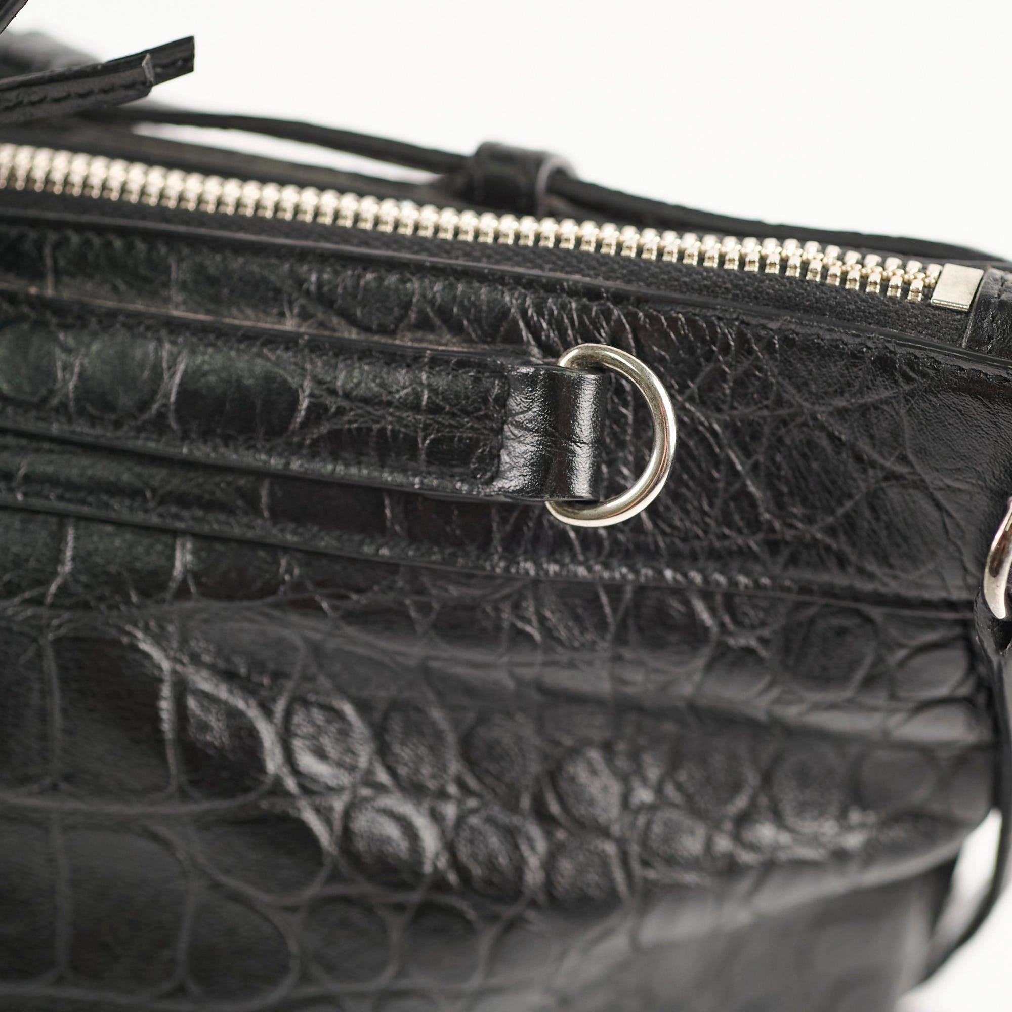 Saint Laurent Croc Embossed Tote Black
