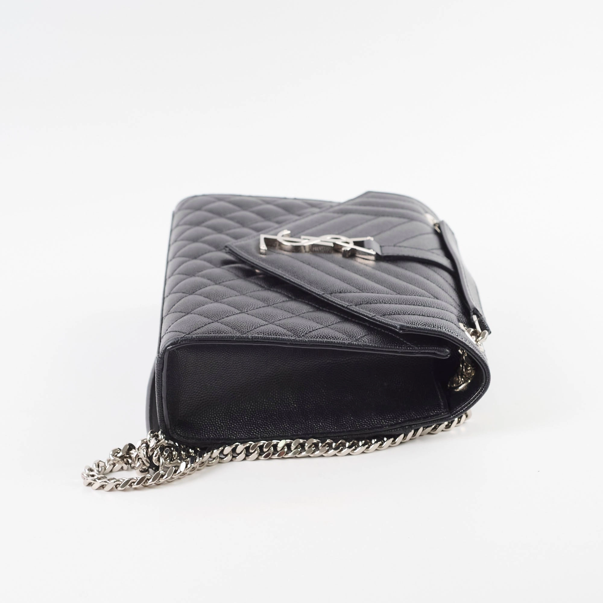 Saint Laurent Envelope Medium Quilted Grain Black