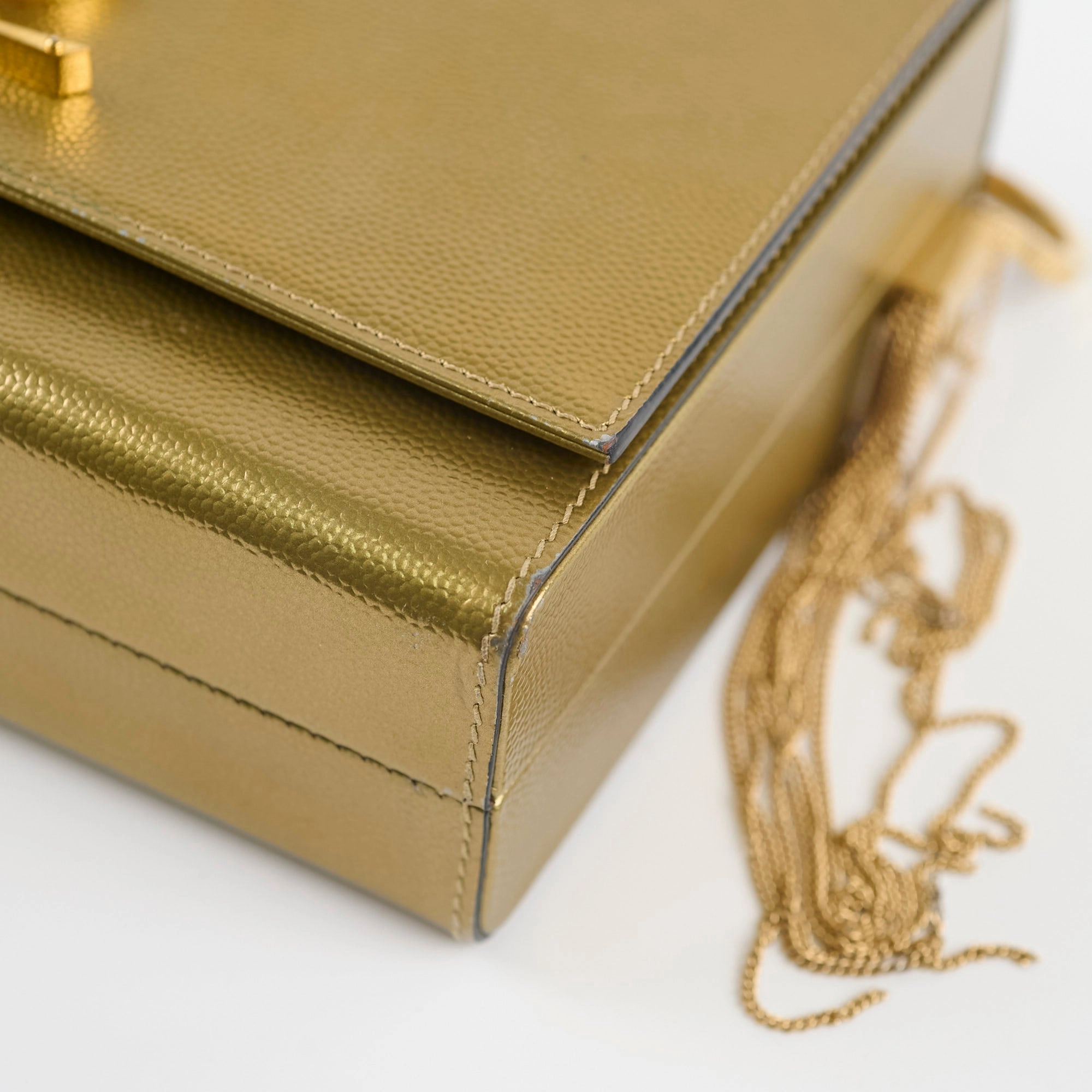 Saint Laurent Kate Box Cross Body Bag Gold