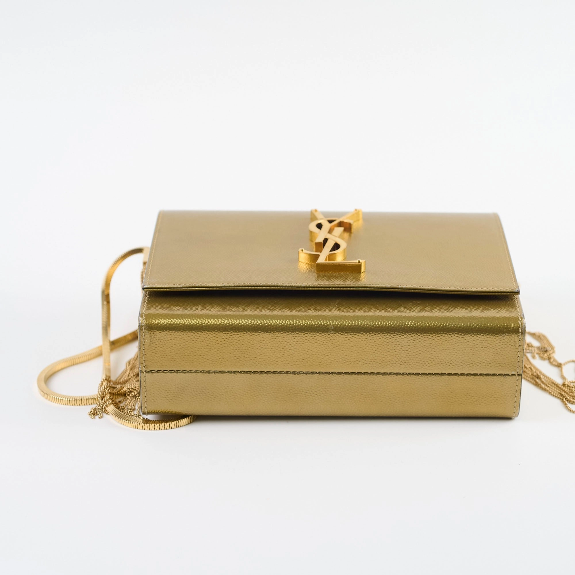 Saint Laurent Kate Box Cross Body Bag Gold