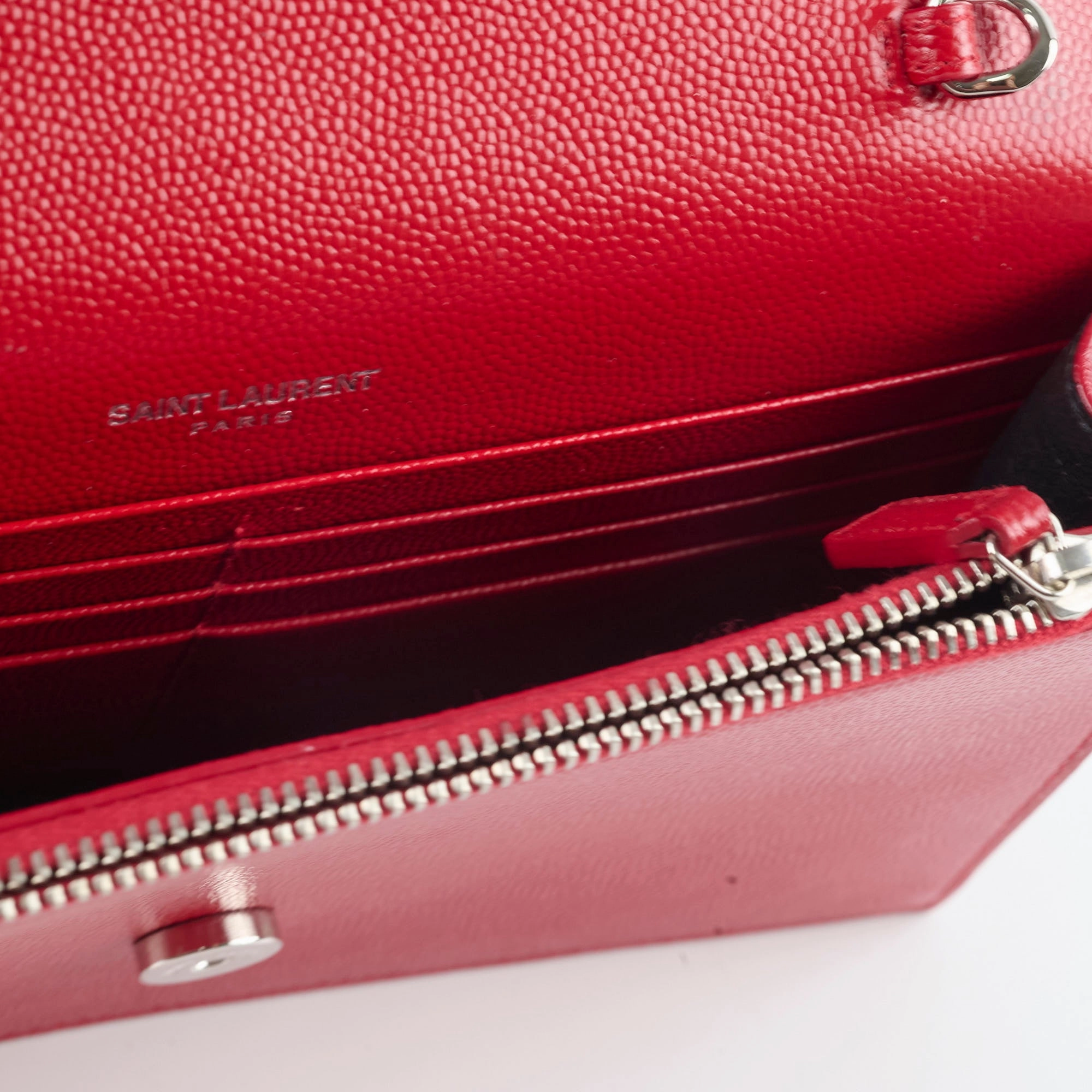 Saint Laurent Kate Tassel Wallet On Chain Red