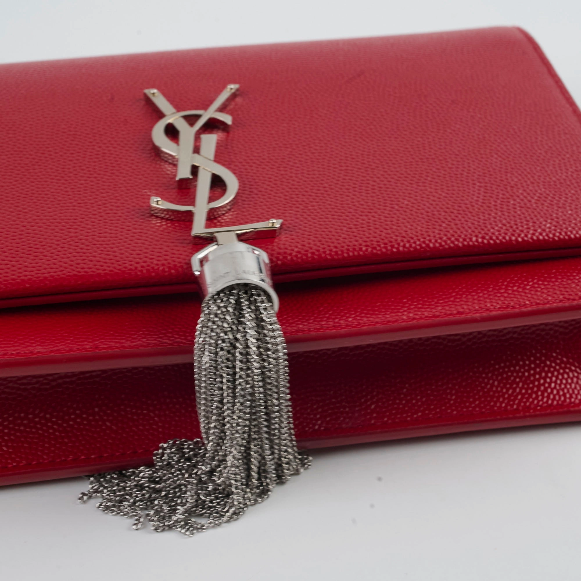 Saint Laurent Kate Tassel Wallet On Chain Red