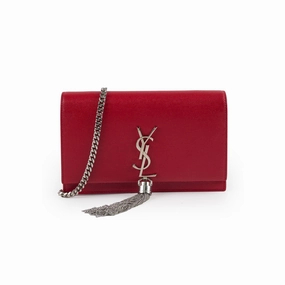 Saint Laurent Kate Tassel Wallet On Chain Red