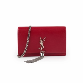 Saint Laurent Kate Tassel Wallet On Chain Red