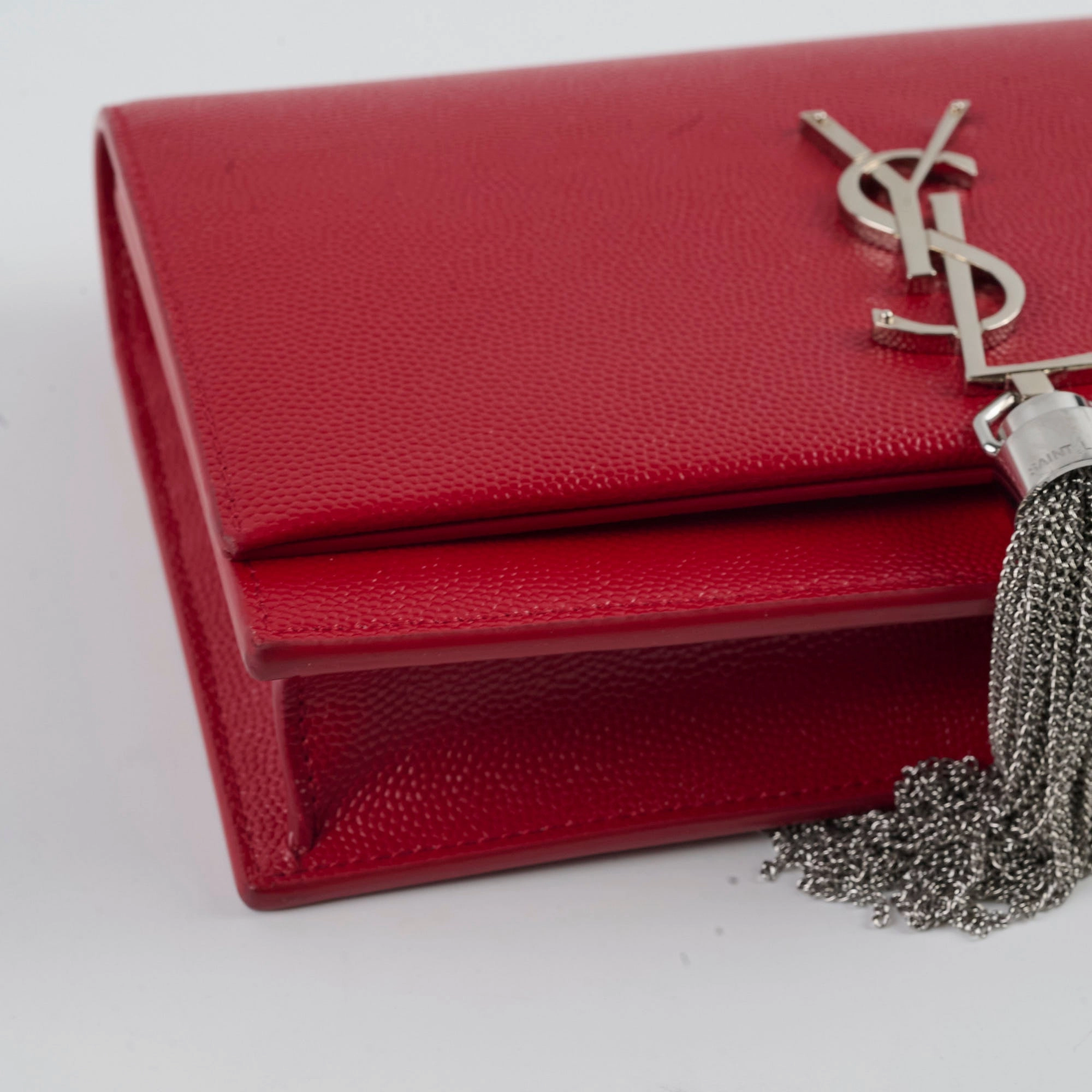 Saint Laurent Kate Tassel Wallet On Chain Red