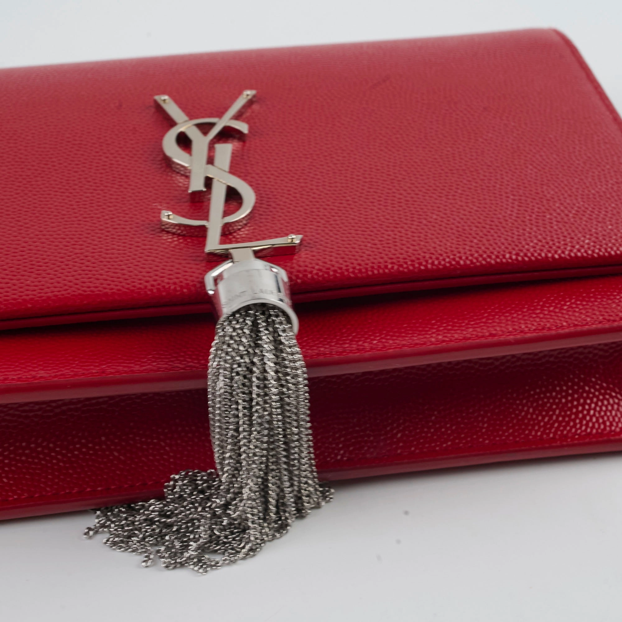 Saint Laurent Kate Tassel Wallet On Chain Red