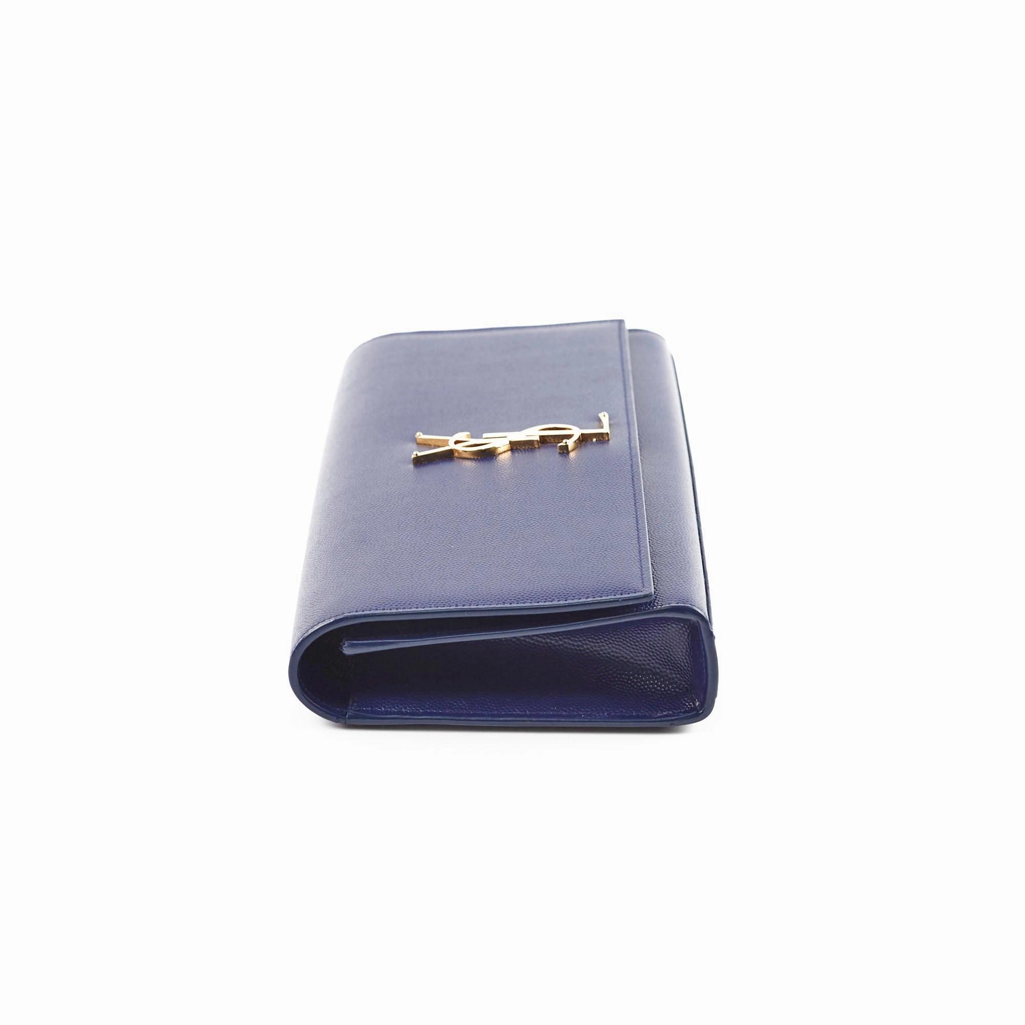 Saint Laurent Long Blue Grained Leather Clutch