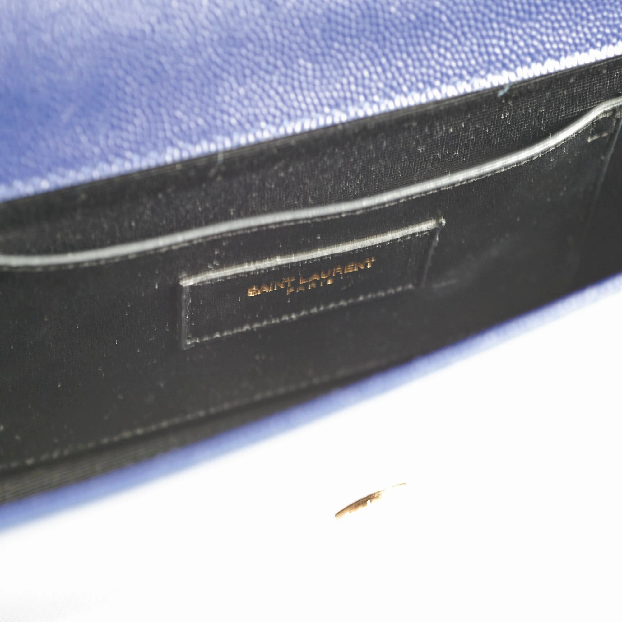 Saint Laurent Long Blue Grained Leather Clutch