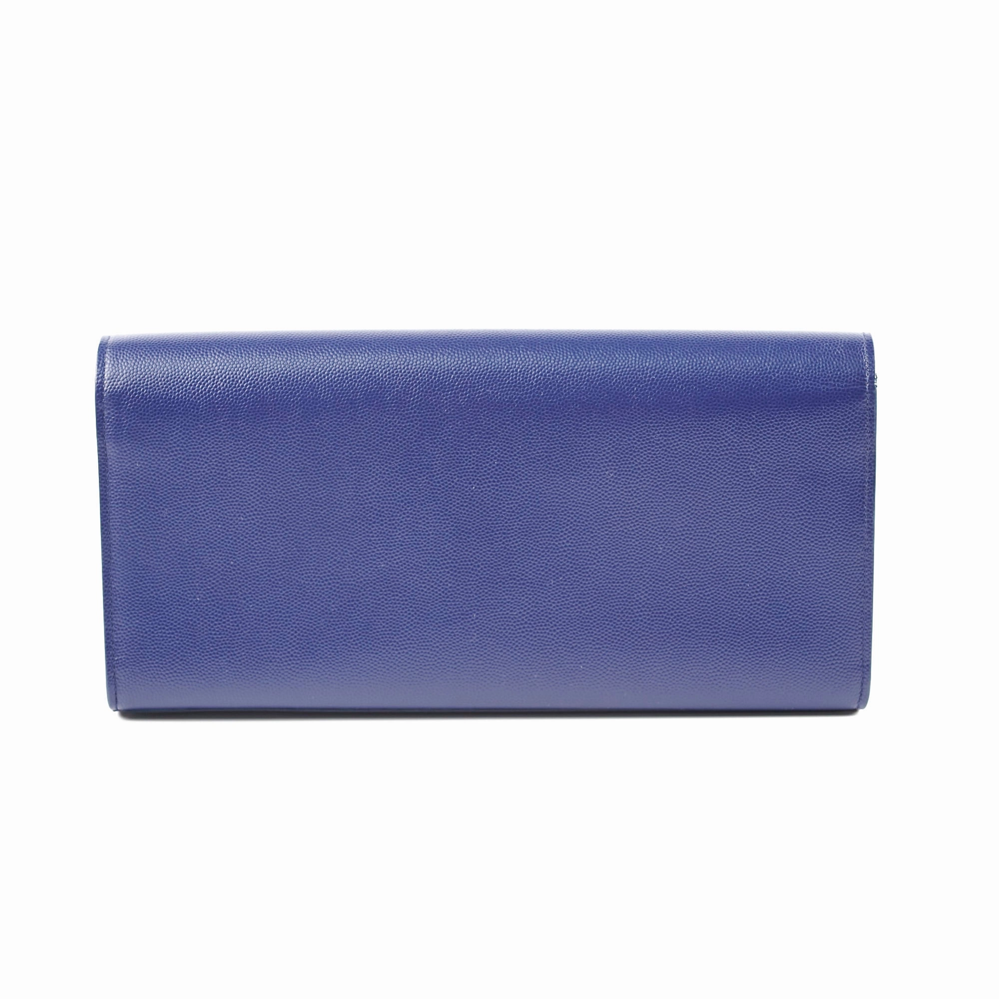 Saint Laurent Long Blue Grained Leather Clutch