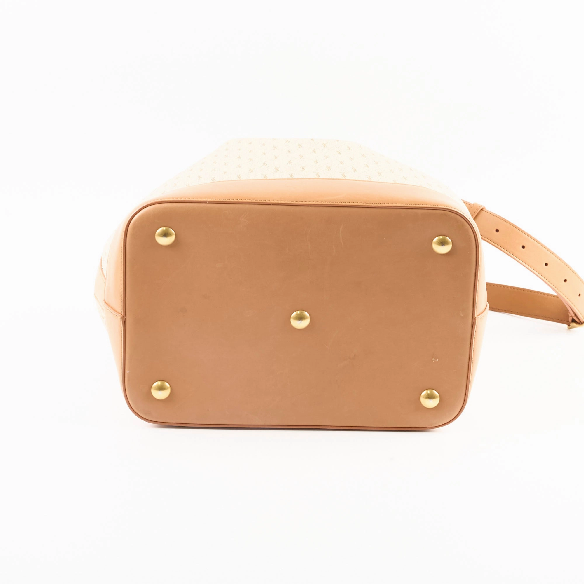 Saint Laurent Monogram Canvas Bucket Bag Beige