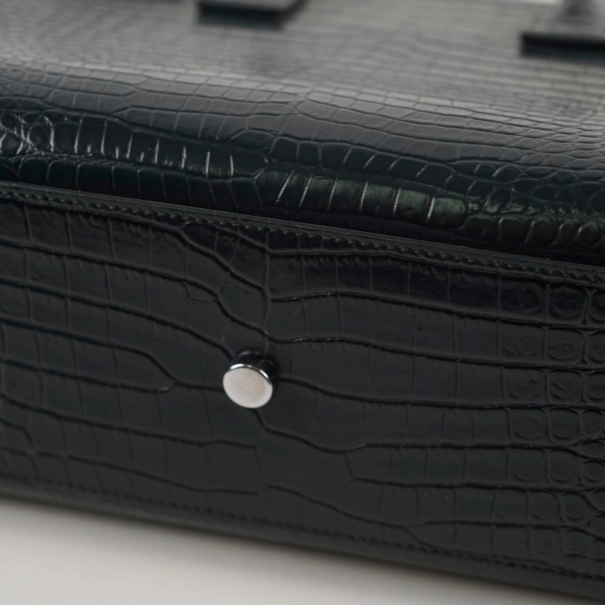 Saint Laurent Sac De Jour Croc Embossed Dark Green