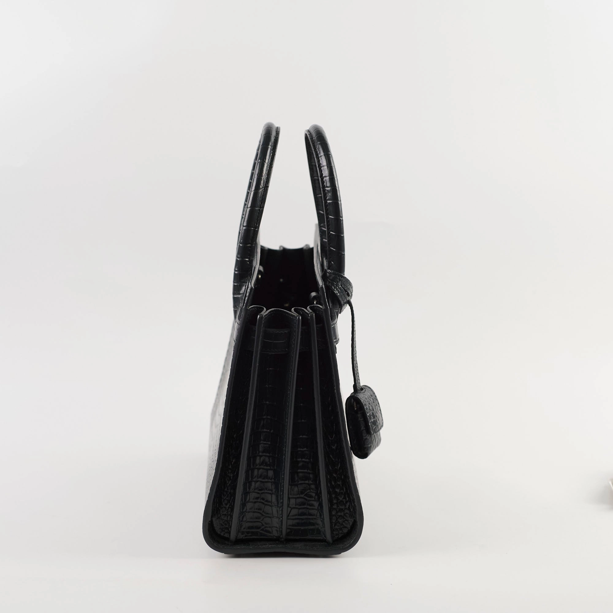 Saint Laurent Sac De Jour Croc Embossed Dark Green