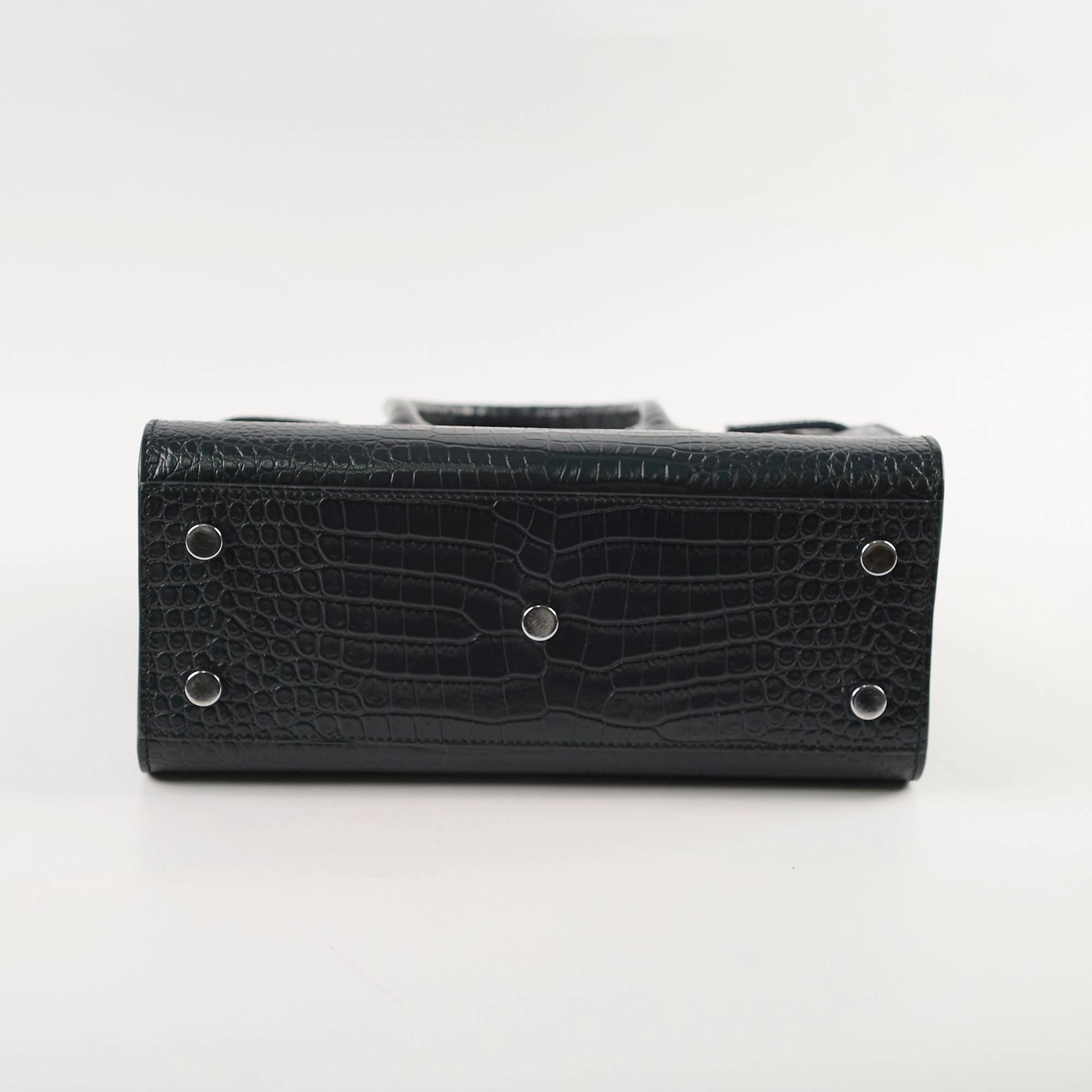 Saint Laurent Sac De Jour Croc Embossed Dark Green