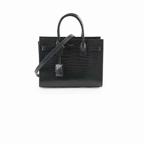 Saint Laurent Sac De Jour Croc Embossed Dark Green