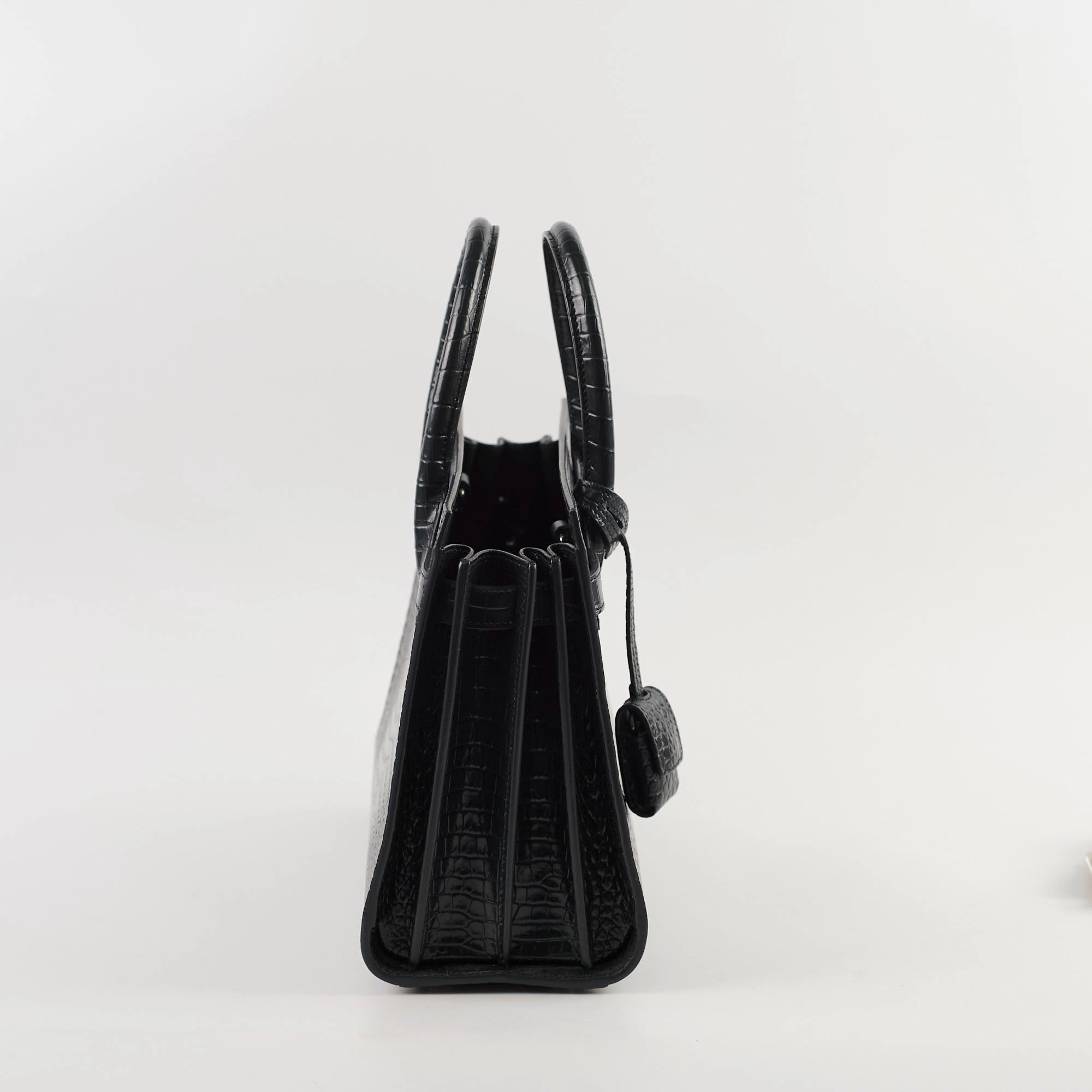 Saint Laurent Sac De Jour Croc Embossed Dark Green