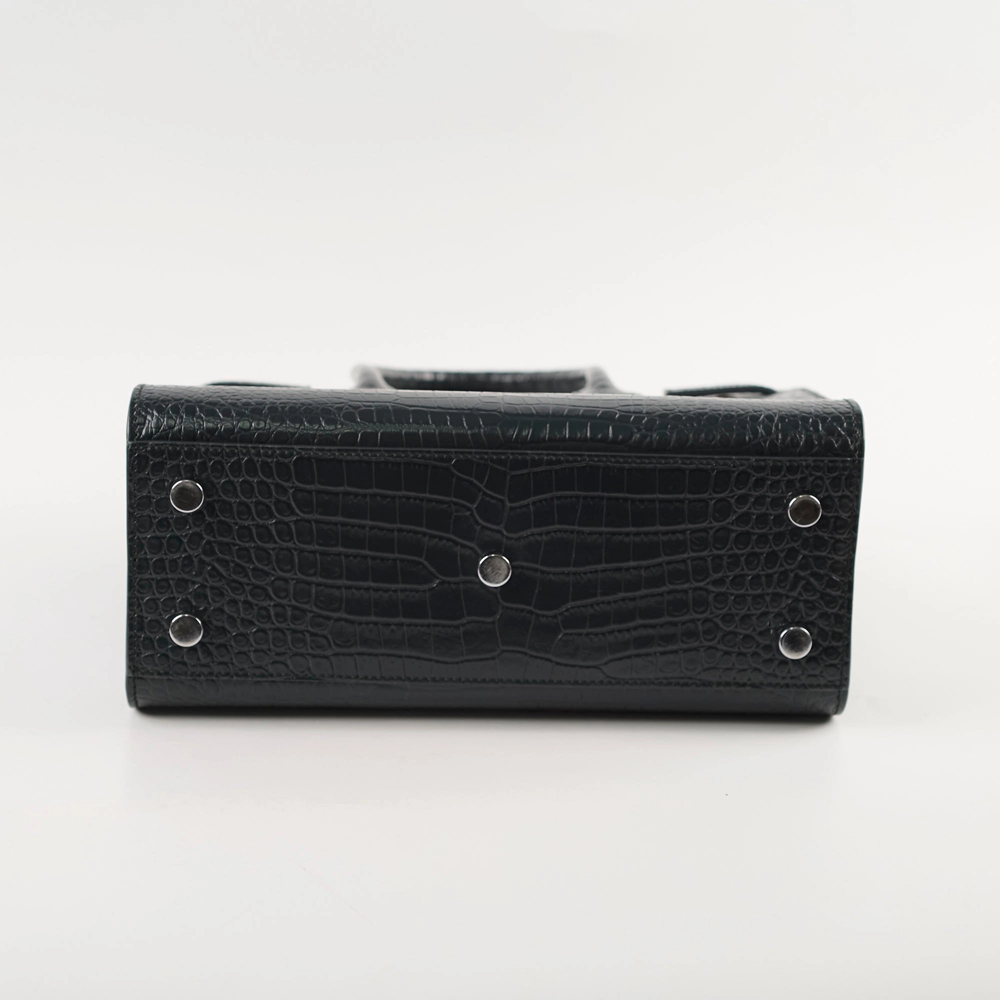 Saint Laurent Sac De Jour Croc Embossed Dark Green