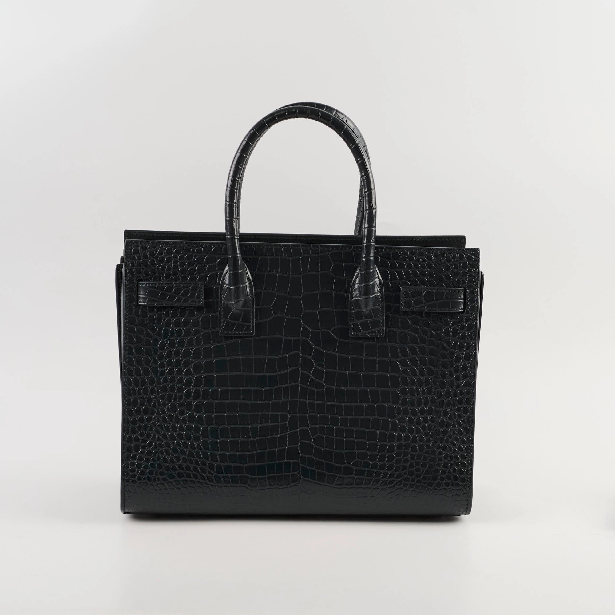 Saint Laurent Sac De Jour Croc Embossed Dark Green