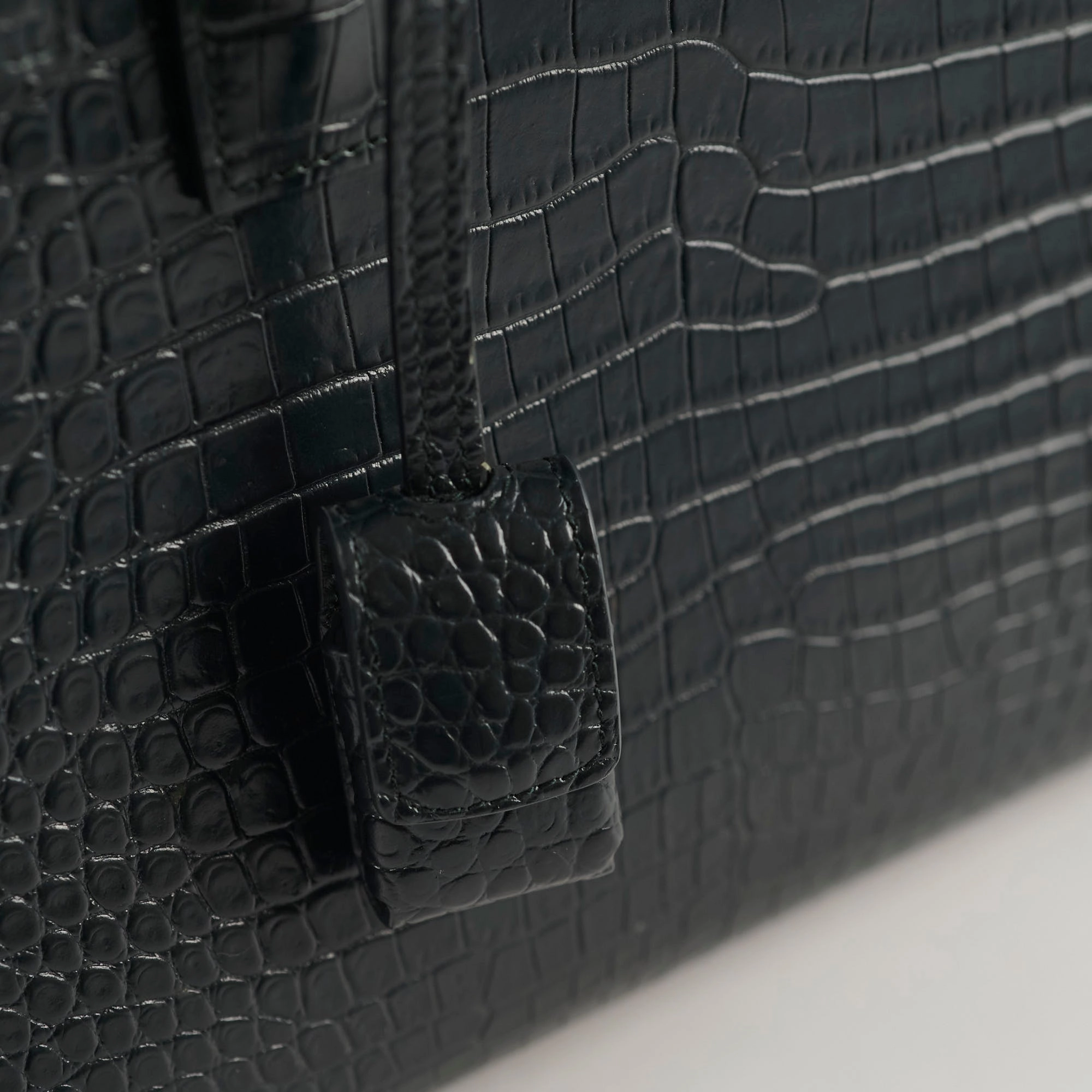 Saint Laurent Sac De Jour Croc Embossed Dark Green